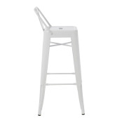 Tabouret Industrielle / Métal Dossier - Blanc