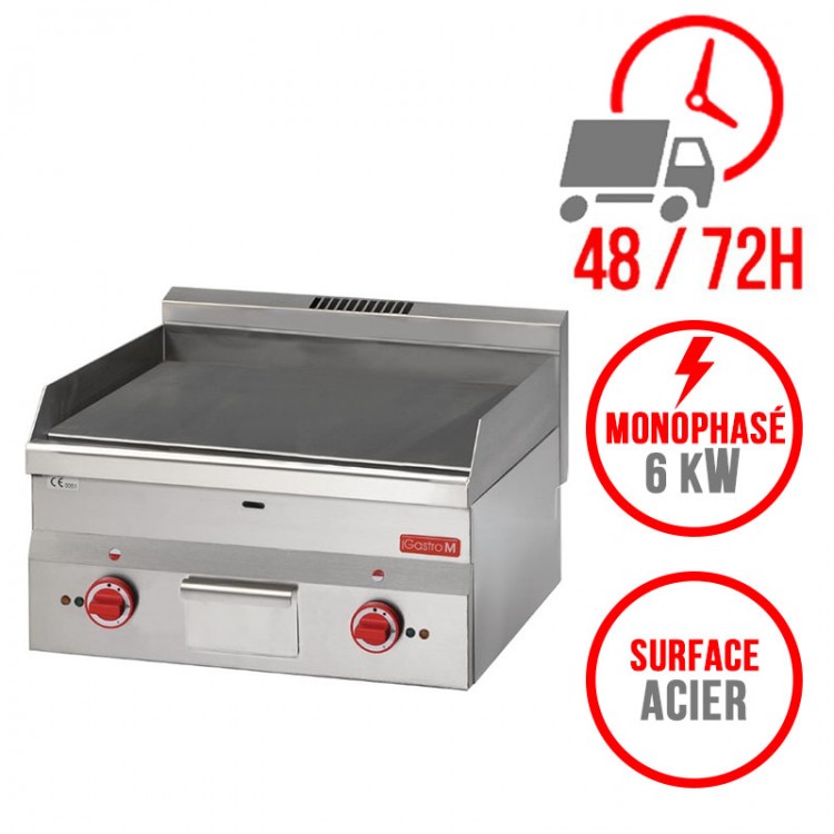 Plaque de cuisson électrique 600 x 600 mm (6kW) - Surface acier lisse