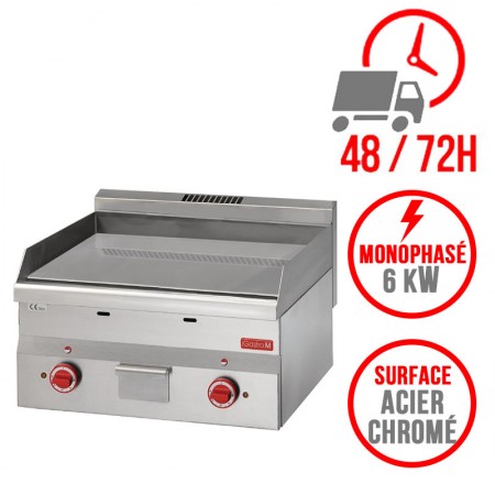 Plaque de cuisson électrique 600 x 600 mm (6kW) - Surface acier chromée