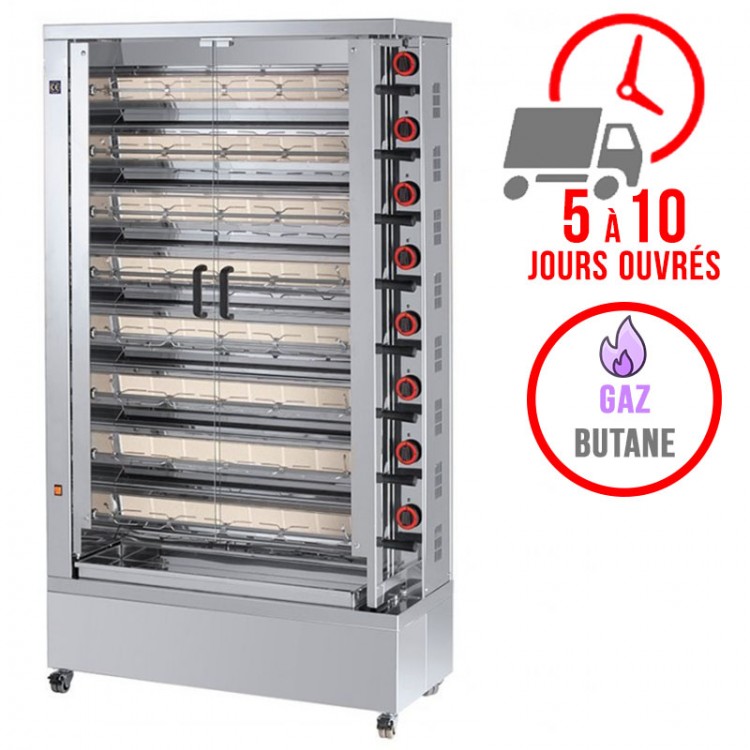 Rôtissoire 8 broches - 40/48 Poulets - Gaz butane / FECA