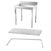 Table inox 500 x 500 mm adossée avec renfort / GOLDINOX