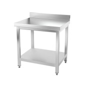 Table inox 500 x 500 mm adossée avec renfort / GOLDINOX