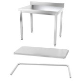 Table inox 1000 x 500 mm adossée avec renfort / GOLDINOX