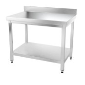 Table inox 1000 x 500 mm adossée avec renfort / GOLDINOX