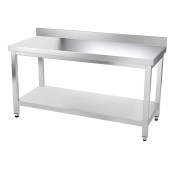 Table inox 1400 x 500 mm adossée avec renfort / GOLDINOX