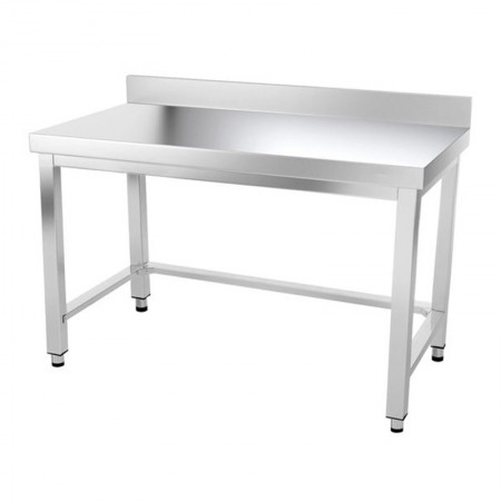 Table inox 1400 x 600 mm adossée avec renfort PREMIUM / GOLDINOX