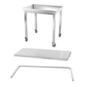 Table inox 600 x 600 mm avec renfort sur roulettes PREMIUM / GOLDINOX