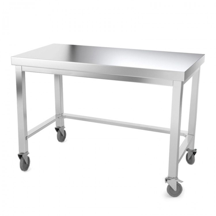 Table inox 1500 x 600 mm avec renfort sur roulettes / GOLDINOX