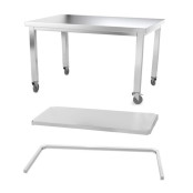 Table inox 1600 x 600 mm avec renfort sur roulettes / GOLDINOX