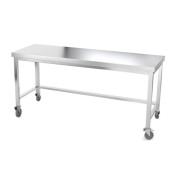 Table inox 1800 x 600 mm avec renfort sur roulettes / GOLDINOX