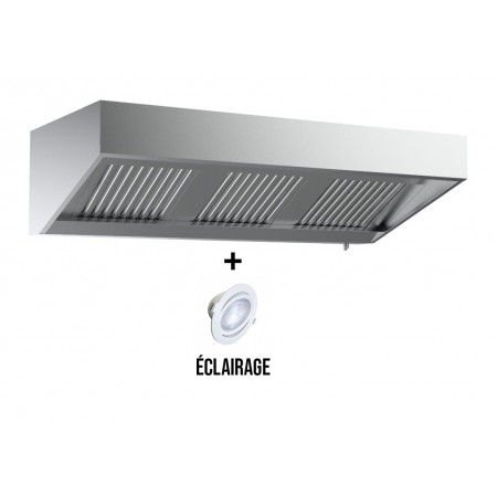 Hotte murale 2200 x 950 x 400 mm avec éclairage, filtre et robinet de vidange / GOLDINOX | Enlèvement entrepôt