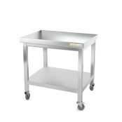 Table inox soubassement 600 x 600 mm sur roulettes PREMIUM / GOLDINOX