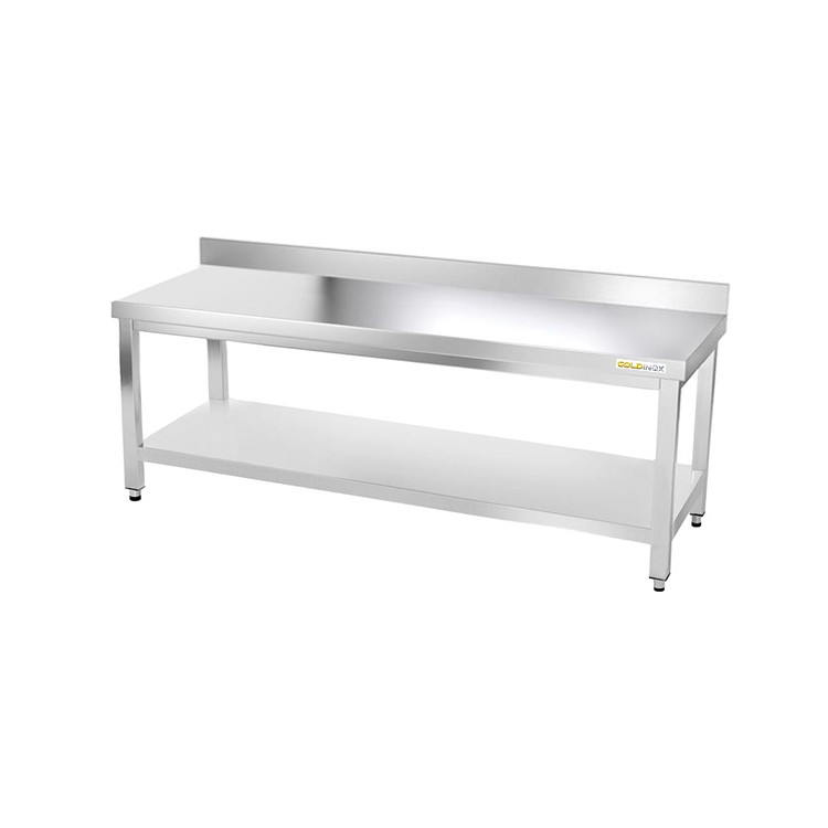 Table inox soubassement 1800 x 600 mm adossée / GOLDINOX