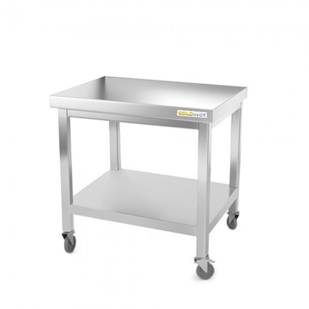 Table inox soubassement 800 x 600 mm sur roulettes / GOLDINOX
