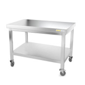 Table inox soubassement 1000 x 600 mm sur roulettes / GOLDINOX