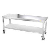 Table inox soubassement 1800 x 600 mm sur roulettes / GOLDINOX