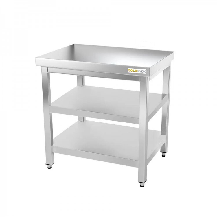 Table inox 600 x 600 mm avec 2 étagères PREMIUM / GOLDINOX