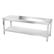 Table inox soubassement 1800 x 500 mm avec renfort / GOLDINOX