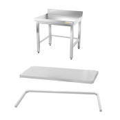 Table inox soubassement 600 x 600 mm adossée avec renfort / GOLDINOX