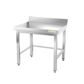 Table inox soubassement 600 x 600 mm adossée avec renfort / GOLDINOX