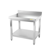 Table inox soubassement 600 x 600 mm adossée avec renfort / GOLDINOX