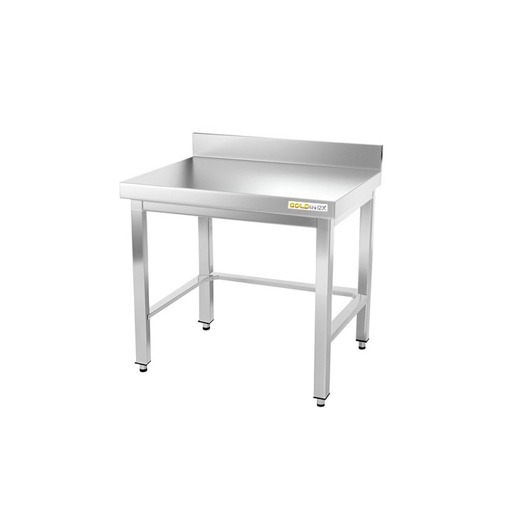 Table inox soubassement 700 x 600 mm adossée avec renfort / GOLDINOX