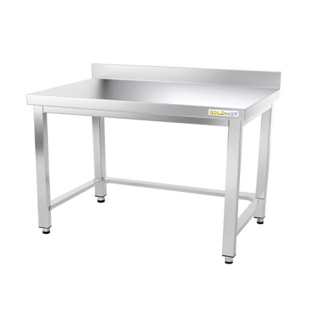 Table inox soubassement 1000 x 600 mm adossée avec renfort / GOLDINOX