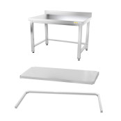 Table inox soubassement 1200 x 600 mm adossée avec renfort / GOLDINOX