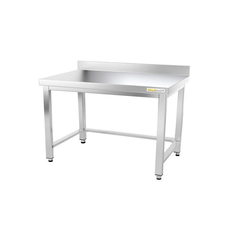 Table inox soubassement 1200 x 600 mm adossée avec renfort / GOLDINOX