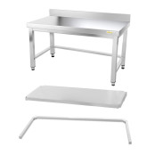 Table inox soubassement 1400 x 600 mm adossée avec renfort / GOLDINOX