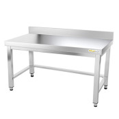 Table inox soubassement 1400 x 600 mm adossée avec renfort / GOLDINOX