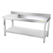 Table inox soubassement 1500 x 600 mm adossée avec renfort / GOLDINOX