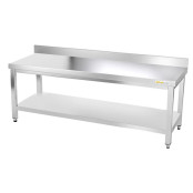 Table inox soubassement 1800 x 600 mm adossée avec renfort / GOLDINOX