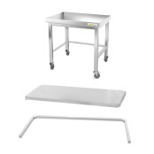 Table inox soubassement 800 x 600 mm avec renfort sur roulettes / GOLDINOX