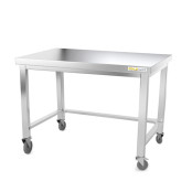 Table inox soubassement 1000 x 600 mm avec renfort sur roulettes / GOLDINOX