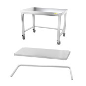 Table inox soubassement 1000 x 600 mm avec renfort sur roulettes / GOLDINOX