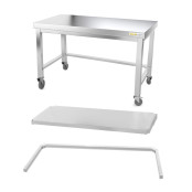 Table inox soubassement 1600 x 600 mm avec renfort sur roulettes / GOLDINOX