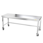 Table inox soubassement 1800 x 600 mm avec renfort sur roulettes / GOLDINOX