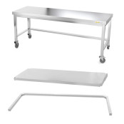 Table inox soubassement 1800 x 600 mm avec renfort sur roulettes / GOLDINOX