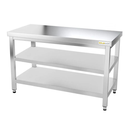 Table inox 1400 x 600 mm avec 2 étagères / GOLDINOX