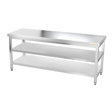 Table inox 1800 x 600 mm avec 2 étagères / GOLDINOX