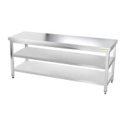 Table inox 2000 x 600 mm avec 2 étagères / GOLDINOX