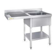 Plonge lave-vaisselle inox 1 bac - 1400 x 600 mm égouttoir gauche PREMIUM / GOLDINOX