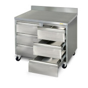 Meuble inox 6 tiroirs 1000 x 600 mm adossée sur roulettes / GOLDINOX