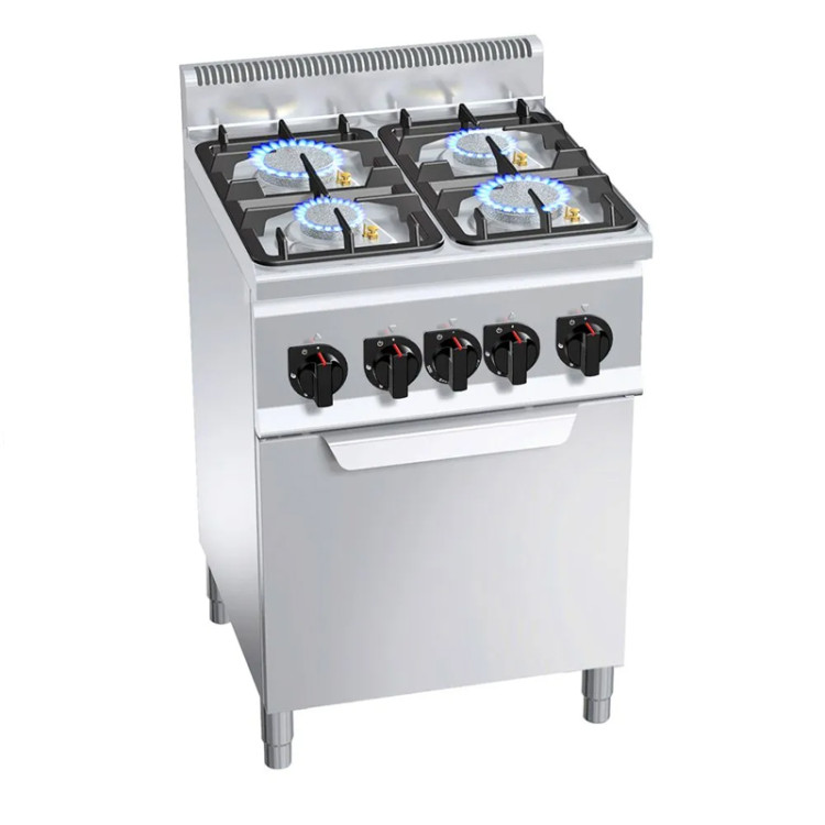 Cuisinière à gaz 4 x brûleurs (19 kW) + four électrique ventilé (3 kW) -  CHRChef