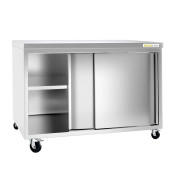 Meuble bas inox 2000 x 600 mm sur roulettes PREMIUM FLEX / GOLDINOX