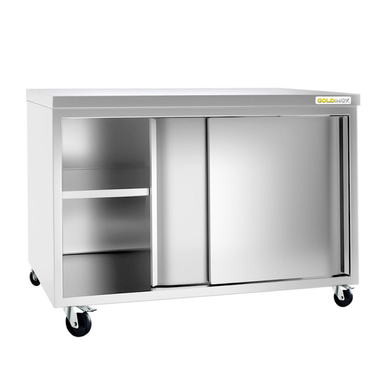 Meuble bas inox 1200 x 700 mm sur roulettes / GOLDINOX