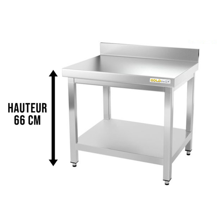 Table inox soubassement 600 x 500 mm adossée / GOLDINOX