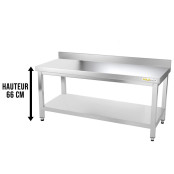 Table inox soubassement 1500 x 500 mm adossée / GOLDINOX