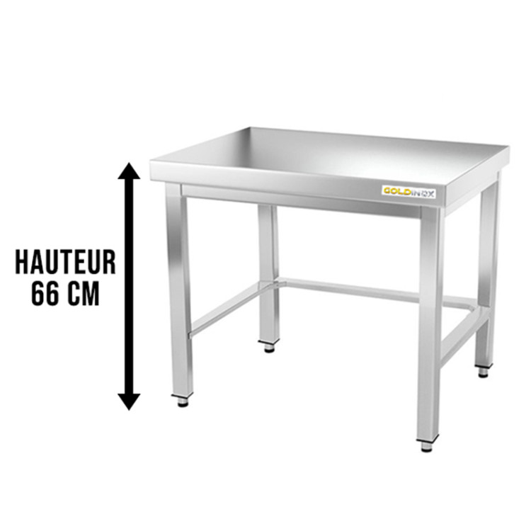 Table inox soubassement 500 x 500 mm avec renfort / GOLDINOX